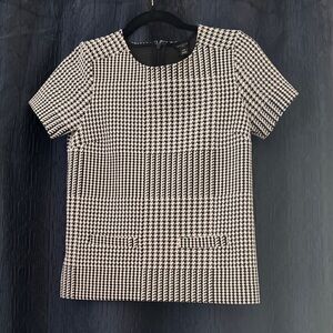 Ann Taylor Black and White Houndstooth Top
